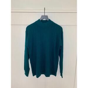 TSD12 Research Knitwear Sweater in Dark Green Size XXL Mock Neck Classic Retro